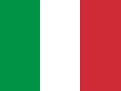 The image shows the national flag of Italy, with three vertical stripes in green, white, and red from left to right.