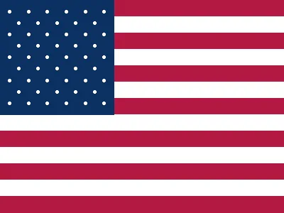 The image shows a stylized United States flag with white dots in the blue field instead of stars and thirteen alternating red and white stripes.